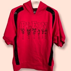 Last One EUC PHILLIP PLEIN HOODIE 3 QUARTER SLEEVE TOP.